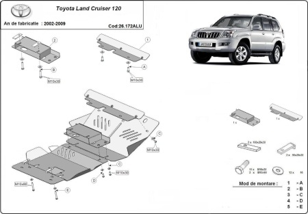 Scut motor din aluminiu Toyota Land Cruiser J120 2002 - 2009 - Img 3