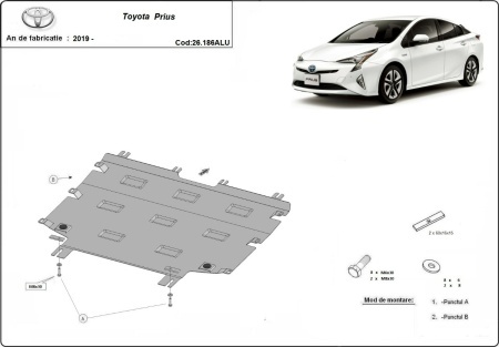 Scut motor din aluminiu Toyota Prius 2019 - 2026 - Img 3