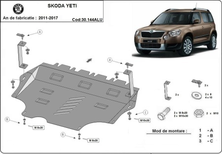 Scut motor și cutie de viteză din aluminiu Skoda Yeti 2011 - 2017 - Img 2