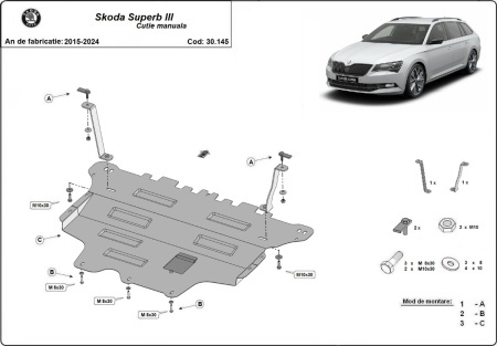 Scut motor Skoda Superb - cutie de viteză manuală 2015 - 2024 - Img 3