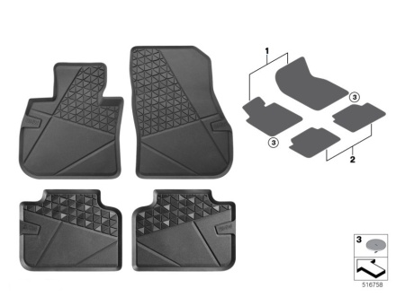 Set covorase cauciuc ORIGINALE BMW X1 (F48) 2015 - 2023 - Img 2