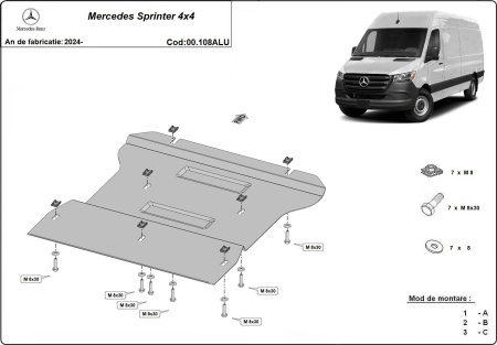Scut cutie de viteză din aluminiu Mercedes Sprinter 4x4 2024 - 2026 - Img 3