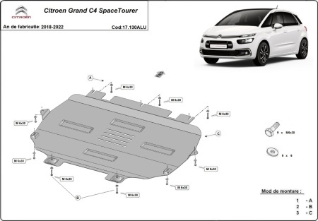 Scut motor din aluminiu Citroen Grand C4 SpaceTourer 2018 - 2022 - Img 3