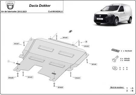 Scut motor din aluminiu Dacia Dokker 2012 - 2021 - Img 3