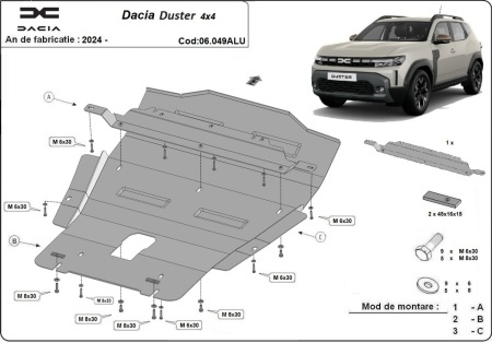 Scut motor din aluminiu Dacia Duster - 4x4 2024 - 2026 - Img 3