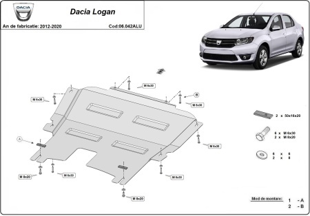 Scut motor din aluminiu Dacia Logan 2 2012 - 2020 - Img 3
