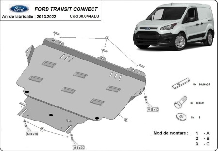 Scut motor din aluminiu Ford Transit Connect 2013 - 2022 - Img 3