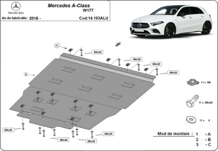 Scut motor din aluminiu Mercedes A-Classe 2018 - 2026 - Img 3