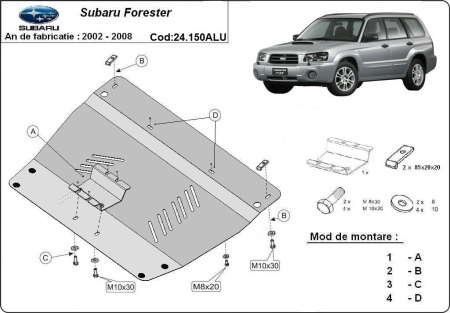 Scut motor din aluminiu Subaru Forester 2 2002 - 2008 - Img 3