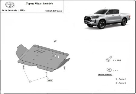 Scut motor din aluminiu Toyota Hilux Invincible 2021 - 2026 - Img 2