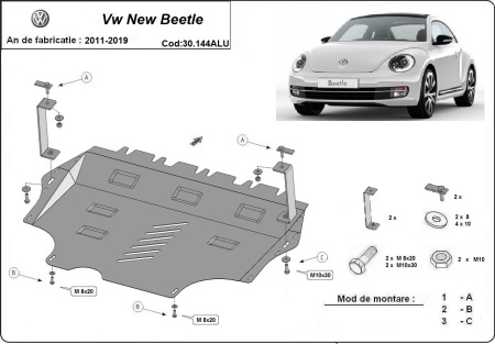 Scut motor din aluminiu Volkswagen New Beetle 2011 - 2019 - Img 2