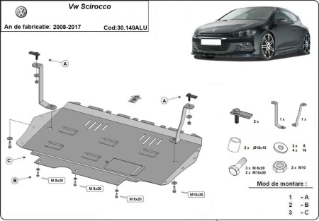 Scut motor din aluminiu Volkswagen Scirocco 2008 - 2017 - Img 3