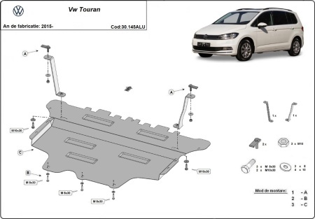Scut motor din aluminiu Volkswagen Touran 2015 - 2026 - Img 3