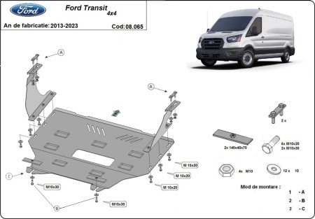 Scut motor Ford Transit - 4x4 2013 - 2023 - Img 3