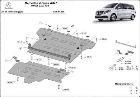 Scut motor Mercedes V-Class W447 - 2.2 D, 4x4 2020 - 2026 - Img 3