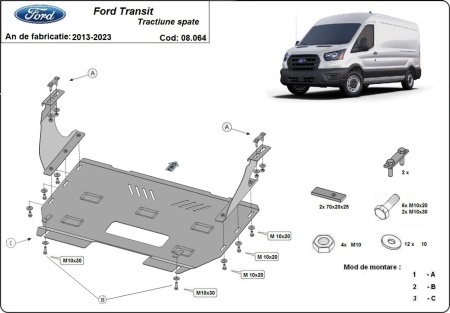 Scut motor și cutie de viteză Ford Transit - tracțiunea spate 2013 - 2023 - Img 3