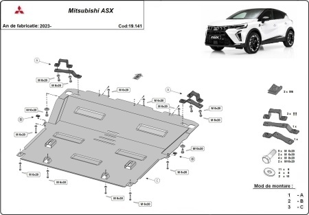 Scut motor și cutie de viteză Mitsubishi ASX 2023 - 2026 - Img 3