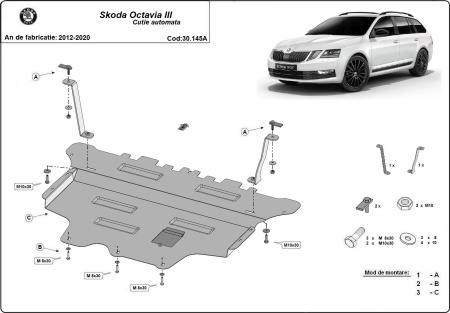 Scut motor și cutie de viteză Skoda Octavia 3 - cutie de viteză automată 2013 - 2020 - Img 3