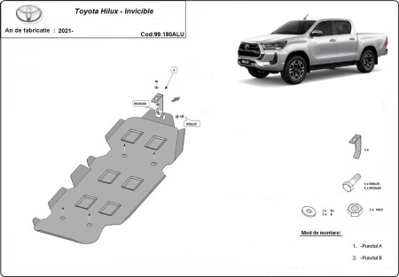 Scut rezervor din aluminiu Toyota Hilux Invicible 2021 - 2026 - Img 3