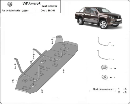 Scut rezervor Volkswagen Amarok - pentru varianta fara scut de plastic 2010 - 2020 - Img 3
