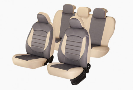 Set huse scaun material textil Urban gri cu bej - Img 2