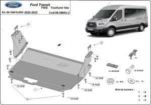Scut motor din aluminiu Ford Transit - Tracțiune față 2020 - 2026 - Img 3