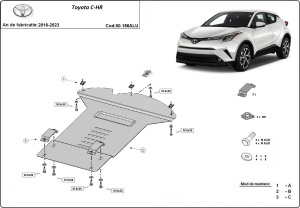 Scut antifurt din aluminiu pentru catalizator Toyota C-HR 2016 - 2023 - Img 3