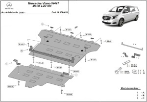 Scut motor din aluminiu Mercedes Viano W447, 4x4 2020 - 2026 - Img 2