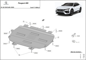 Scut motor din aluminiu Peugeot 408 2022 - 2026 - Img 3