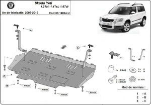 Scut motor și cutie de viteză din aluminiu Skoda Yeti 2009 - 2012 - Img 3
