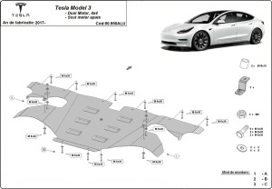 Scut motor spate din aluminiu Tesla Model 3 AWD 2017 - 2026 - Img 3