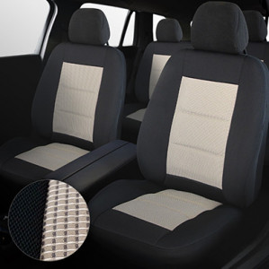 Set huse scaun material textil PREMIUM LUX negru cu bej - Img 2