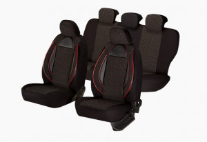 Set huse scaun material textil Racing negru cu rosu - Img 2
