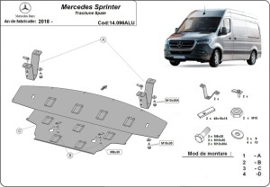 Scut motor din aluminiu Mercedes Sprinter Tracțiune spate 2018 - 2026 - Img 3