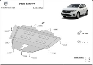 Scut motor din aluminiu Dacia Sandero 2021 - 2026 - Img 3