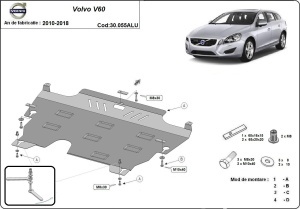 Scut motor și cutie de viteză din aluminiu Volvo V60 2010 - 2018 - Img 3
