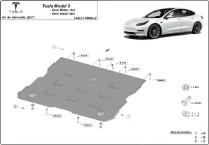 Scut motor faţă din aluminiu Tesla Model 3 AWD 2017 - 2026 - Img 3