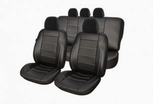 Set huse scaune piele artificiala EXCLUSIVE LEATHER negre