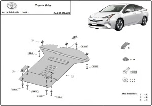 Scut antifurt din aluminiu pentru catalizator Toyota Prius 2019 - 2026 - Img 3