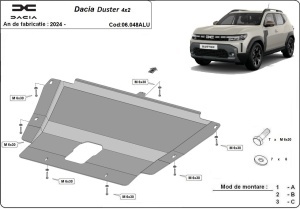 Scut motor din aluminiu Dacia Duster - 4x2 +4x4 2024 - 2026 - Img 3