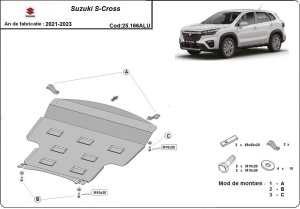 Scut motor din aluminiu Suzuki SX4 S-Cross 2021 - 2023 - Img 3