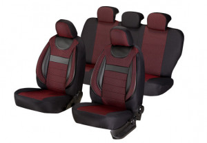 Set huse scaun material textil Dynamic rosu cu negru