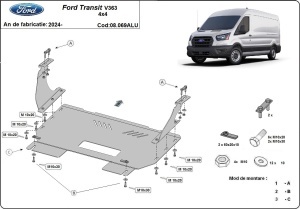 Scut motor din aluminiu Ford Transit V363 4x4 2024 - 2026 - Img 3