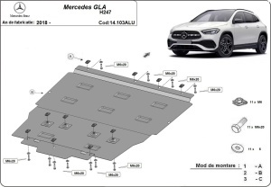 Scut motor din aluminiu Mercedes GLA 2018 - 2026 - Img 3