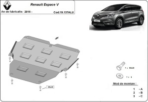 Scut motor din aluminiu Renault Espace 2016 - 2026 - Img 3