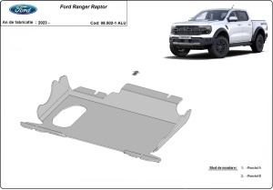Scut motor si grup fata Ford Ranger Raptor - Aluminium 2023 - 2026 - Img 2