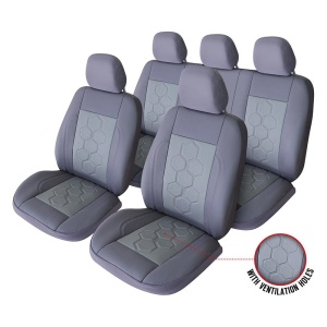 Set huse scaun piele ecologica Exclusive Leather King Gri