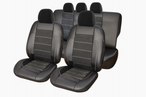 Set huse scaune piele si alcantara EXCLUSIVE LEATHER negre