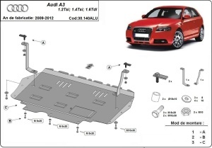 Scut motor și cutie de viteză din aluminiu Audi A3 2009 - 2012 - Img 3