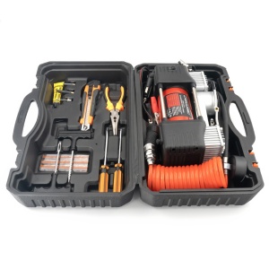 Compresor auto Heavy-Duty dublu cilindru – 50 L/min – 150 PSI – LED + kit reparatie anvelope